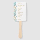 Aquamarine und Gold-Paisley-Hochzeitsprogramme Fächer (Vorderseite)