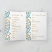 Aquamarine und Gold Paisley Indian Wedding Programm (Innenseite)