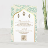 Aquamarine und Gold Paisley QR Code für muslimisch Einladung (Rückseite)