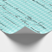 Aquamarine und Gold-Paris-Themenkalligrafie Geschenkpapier (Ecke)