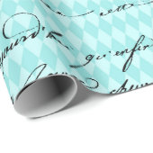 Aquamarine und Gold-Paris-Themenkalligrafie Geschenkpapier (Rolleneckpunkt)