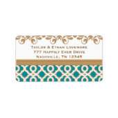 Aquamarine und Gold-Rücksendeadressen-Aufkleber Adressaufkleber (Vorne)