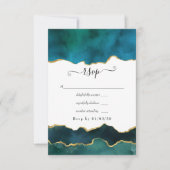 Aquamarine und Gold Strata Agate Wedding RSVP Karte (Vorderseite)
