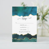 Aquamarine und Gold Strata Agate Wedding RSVP Karte (Stehend Vorderseite)