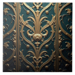 Aquamarine und Gold-Tapestry Fliese