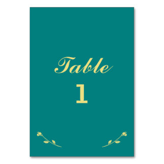Aquamarine und Gold Tischnummer Card