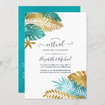 Aquamarine und Gold Tropical Online Virtual Weddin