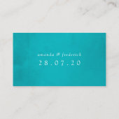 Aquamarine und Gold Tropical Wedding Platzkarte (Rückseite)