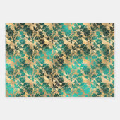 Aquamarine und Gold Vintage Damaskus Geschenkpapier Set (Vorderseite 2)