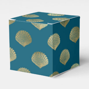 Aquamarine und Gold Vintage nautische Muscheln Geschenkschachtel