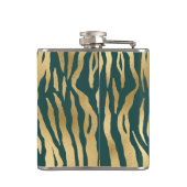 Aquamarine und Gold Wild Animal Print Flachmann (Rückseite)