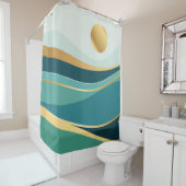 Aquamarine und goldene Abstrakte Decke: Eine moder Duschvorhang (Beispiel)