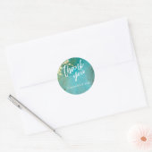 Aquamarine und goldene Abstrakte Kunst Lässig Hand Runder Aufkleber (Umschlag)