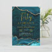 Aquamarine und goldene Agate 40. und fabelhafte Ei Einladung (Stehend Vorderseite)