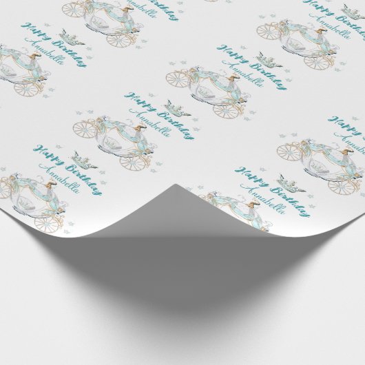 Aquamarine und goldene Aschenputtel Geschenkpapier (Ecke)