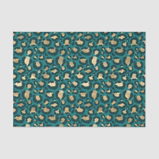 Aquamarine und goldene Blätter Seidenpapier (Vorderseite)