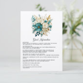 Aquamarine und goldene Blumengäste Details Begleitkarte (Stehend Vorderseite)