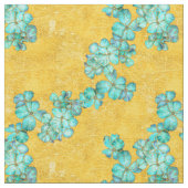 Aquamarine und goldene Blumenmuster Stoff (Nahaufnahme)