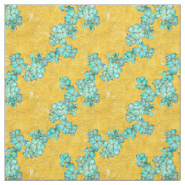 Aquamarine und goldene Blumenmuster Stoff