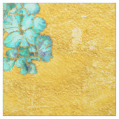 Aquamarine und goldene Blumenmuster Stoff (Muster)
