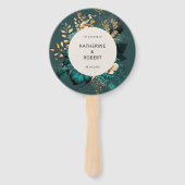 Aquamarine und goldene Blumenzehen Fächer (Vorderseite)