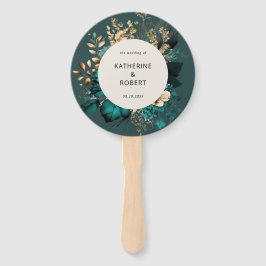 Aquamarine und goldene Blumenzehen Fächer