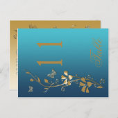 Aquamarine und goldene Blüte mit Schmetterlinge Ti Postkarte (Vorne/Hinten)