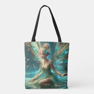 Aquamarine und goldene Fairy-Mehrfach-Drucktasche Tasche