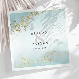 Aquamarine und goldene Farbe Serviette