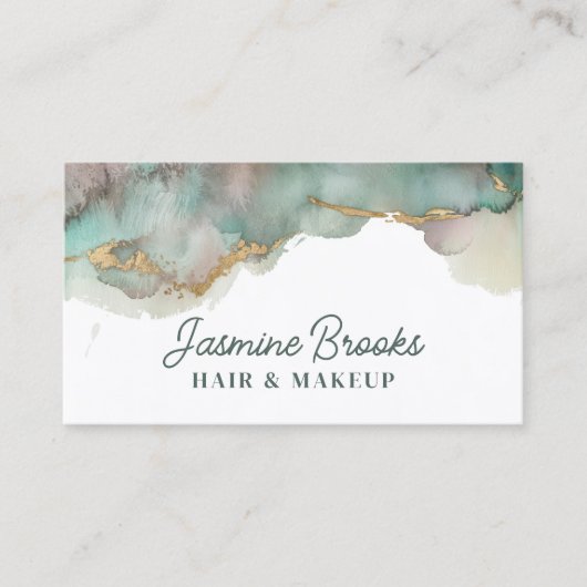 Aquamarine und goldene Farbe Visitenkarte (Vorderseite)