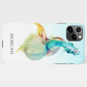 Aquamarine und goldene Fische oder Ihr Foto, schwa iPhone Hülle (Rückseite (Horizontal))