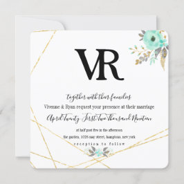 Aquamarine und goldene Frühjahrsstimmung Einladung