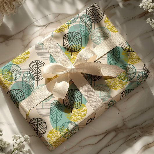 Aquamarine und goldene Herbstuntergänge Geschenkpapier
