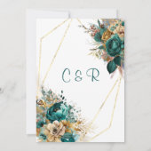 Aquamarine und goldene Hochzeit Einladung (Rückseite)