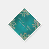 Aquamarine und goldene Hochzeit im indischen Stil Serviette (Ecke)
