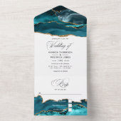 Aquamarine und goldene Hochzeit in einer Einladung (Innen Boden)