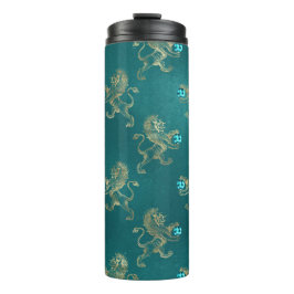 Aquamarine und goldene Ionen und Aquamarine Gem Thermosbecher