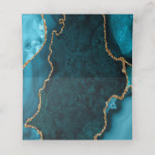 Aquamarine und goldene Marmorhochzeit Platzkarte (Innenseite Aufgefaltet)