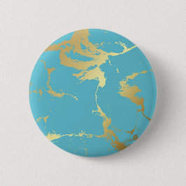 Aquamarine und goldene Marmorlackierung Abstrakte Button