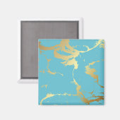 Aquamarine und goldene Marmorlackierung Abstrakte  Magnet (Vorderseite/Rückseite)
