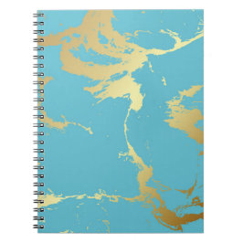 Aquamarine und goldene Marmorlackierung Abstrakte Notizblock