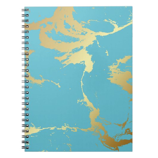 Aquamarine und goldene Marmorlackierung Abstrakte Notizblock (Vorderseite)