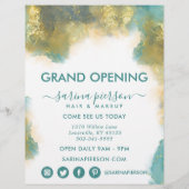 Aquamarine und goldene moderne Art Liquid Ink Busi Flyer (Hinten)