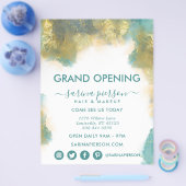 Aquamarine und goldene moderne Art Liquid Ink Busi Flyer (Einzeln)