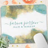 Aquamarine und goldene, moderne Kunst Flüssige Aqu Mousepad
