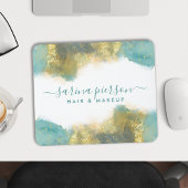 Aquamarine und goldene, moderne Kunst Flüssige Aqu Mousepad