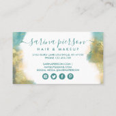 Aquamarine und goldene, moderne Kunst Flüssige Aqu Terminkarte (Rückseite)