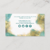 Aquamarine und goldene, moderne Kunst Flüssige Aqu Treuekarte (Rückseite)