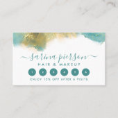 Aquamarine und goldene, moderne Kunst Flüssige Aqu Treuekarte (Vorderseite)