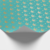 Aquamarine und goldene Pariser Themenwelt Geschenkpapier (Ecke)